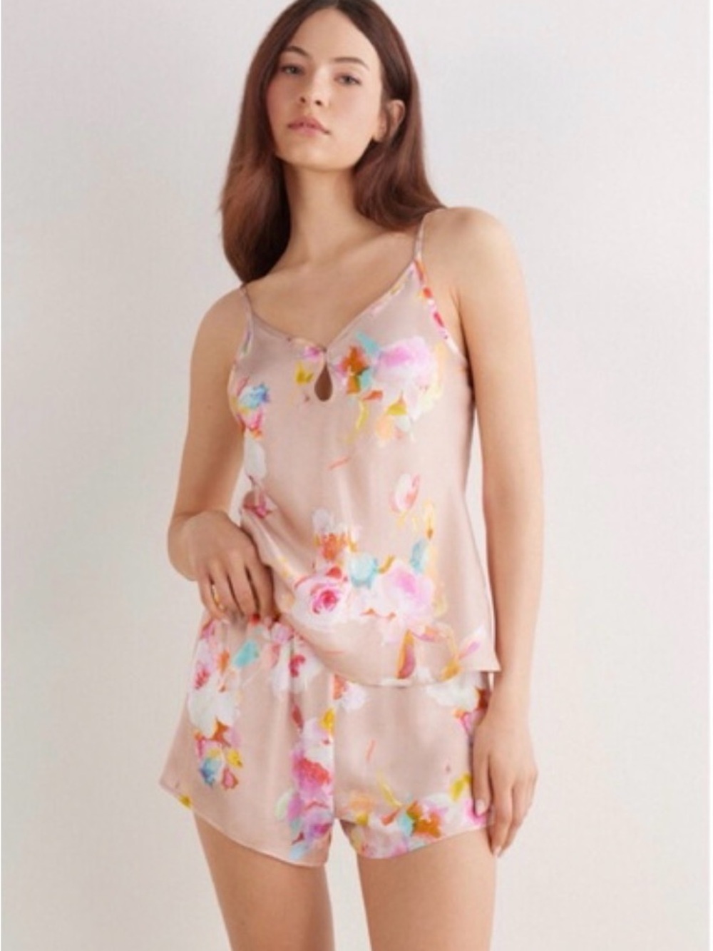 intimissimi Blush Pink Floral Satin Cami & Shorts